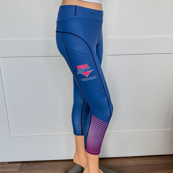 Varlo, USA Triathalon Foundation Leggings, Women’s Size Small w/ Back Zip Pocket - Picture 3 of 9